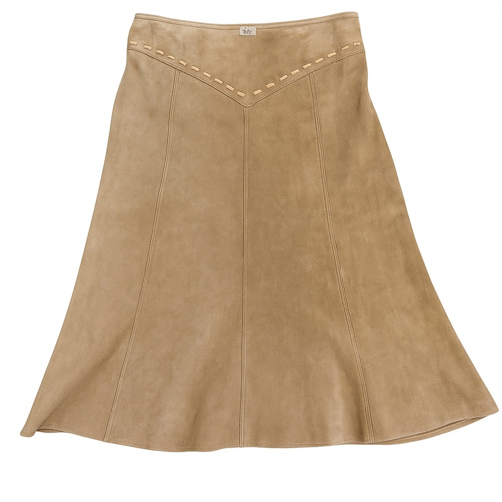 Vtg vintage suede leather maxi Camel Tan A-Line Skirt